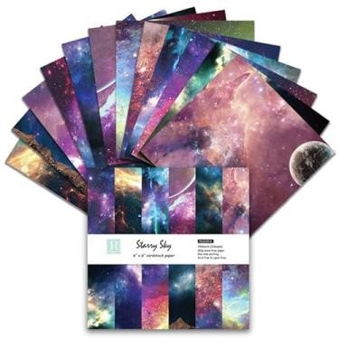 Imagem de Bloco de papel Starry Sky Crapbook 15 x 15 cm com padrão sortido de decoupage papel cartolina vintage de um lado para scrapbooking faça você mesmo suprimentos decorativos para cartões, 24 peças de