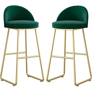 Imagem de Banquetas de bar, conjunto de 2 bancos de bar, bancos de bar para bancada de cozinha, cadeiras de bar de 65,6/76 cm de altura com encosto, bancos de bar de ferro forjado alto