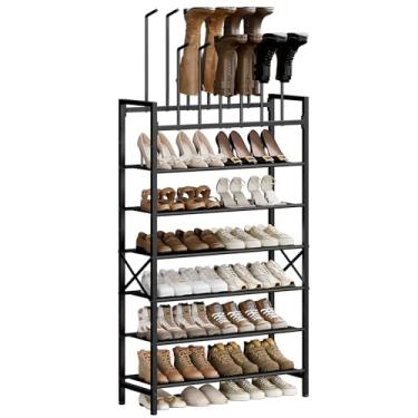 Imagem de UNITSTAGE Sapateiras independentes, organizador de 8 níveis para botas altas, tênis, salto alto, armazenamento de sapatos de metal preto para dormitório, armário, entrada, corredor, preto, comporta 6