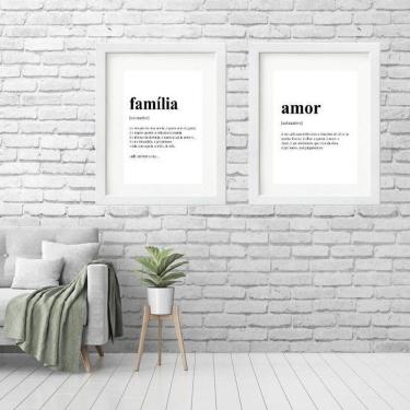 Imagem de Kit 2 Quadros Grandes Amor Família - 60X48Cm