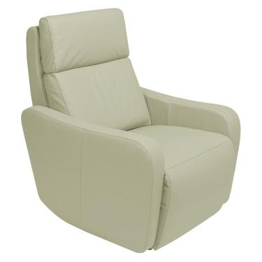 Imagem de Poltrona Decorativa Reclinável Elétrica Moroni Couro Off White - Gran Belo