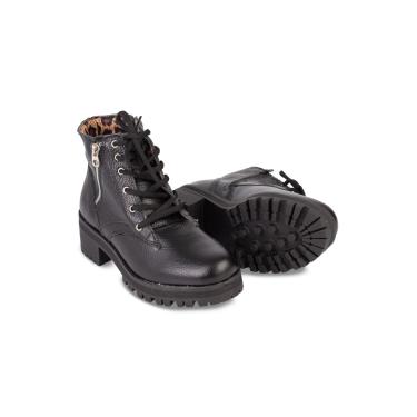 Imagem de Coturno feminino em couro cano curto  7625A