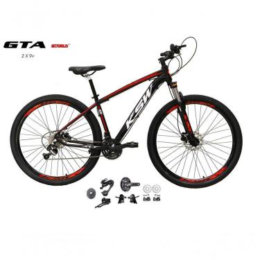 Imagem de Bicicleta Aro 29 Ksw Xlt Kit 2x9 Sunrun Freio Disco K7 11/36 Pedivela 24/38d Garfo Trava - Preto/vermelho/branco Tam.17