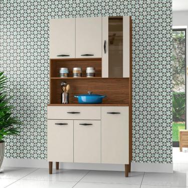 Imagem de Kit Cozinha 6 Portas E Gaveta Golden Nogueira / Off White
