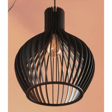 Imagem de Luminária Teto Tipo Pendente Em Mdf Vegas Completa - Preta