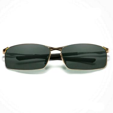 Imagem de Óculos De Sol Retangular Masculino Com Proteção Uv400 Polarizados Dourado