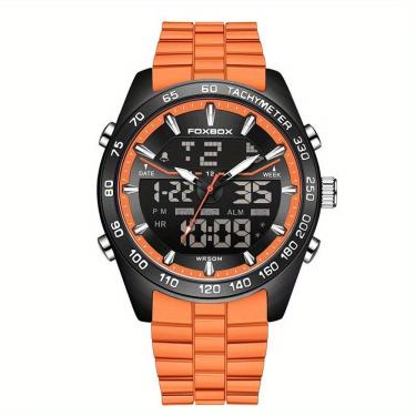 Imagem de Relógio Masculino Digital Com Duplo Display Luminoso Design Esportivo Impermeavel Laranja