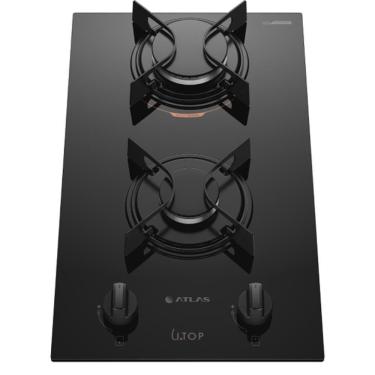 Imagem de Cooktop 2 Bocas Atlas U Top Com Mesa De Vidro Preto Bivolt Bivolt