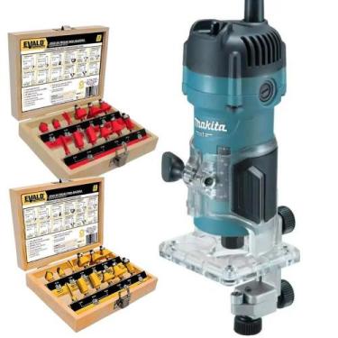Imagem de Tupia para Laminado 6mm 530W 110v MAKITA com Jogos de Fresas para Made