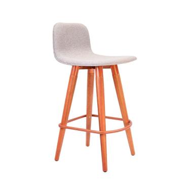 Imagem de Banqueta Baixa Linea Aço Cobre para Cozinha Balcao Ilha Gourmet Design Moderno - Cinza Assento