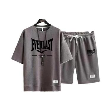 Imagem de Conjunto De Camiseta De Gola Redonda E Calções De Secagem Rápida Para 