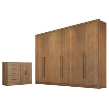 Imagem de Guarda Roupa Casal Livorno E Cômoda Seul Com Chave Cumaru 23 - Novo Ho