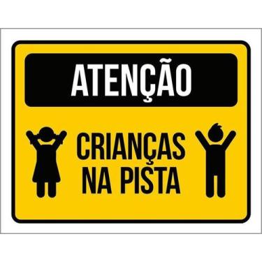 Imagem de Kit 10 Placa Acm Atenção Crianças Na Pista 18X23 - Sinalizo