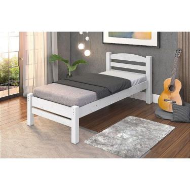 Imagem de Cama de Solteiro Madeira Maciça Cor Branca