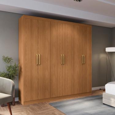 Imagem de Guarda-roupa 6 Portas e 2 Gavetas de Madeira Bigger Lo Canela