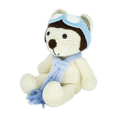 Imagem de Amigurumi Urso Aviador de Crochê artesanal 13 cm