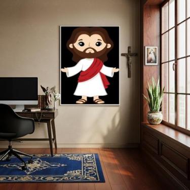 Imagem de Quadro Decorativo Jesus Cristo Infantil - 70X50Cm - Quadros On-Line
