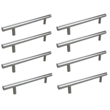 Imagem de Kit 8 Puxador Haste Redondo Em Metal Inox 288mm Para Gaveta - RENNA
