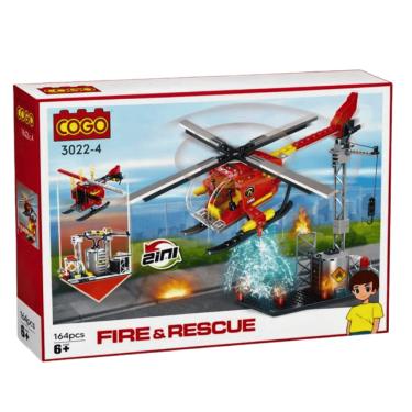 Imagem de Blocos de Montar Helicóptero Coleção Fire &amp; Rescue 164 pçs 3022-4 - COGO Dorémi