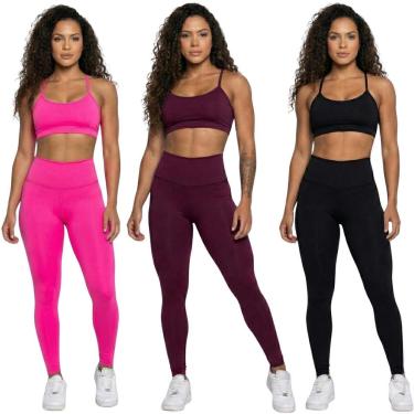 Imagem de KIT 3 Conjunto Top Alça Fina e Calça Suplex Vekyo Roupa Para Academia Treino Moda Fitness Musculação-Feminino