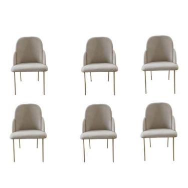 Imagem de Kit 6 Cadeiras Maitê Para Sala Mesa de Jantar Moderna Base de Ferro Te