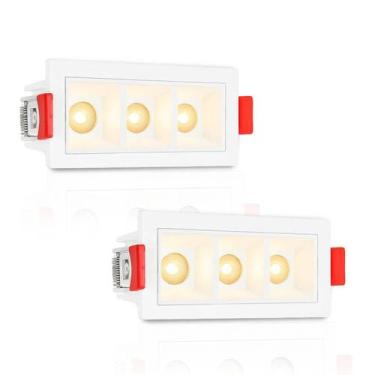 Imagem de 2 Mini Spot Downlight Triplo Embutir Pontual Led Sala Bet90 - Acende A