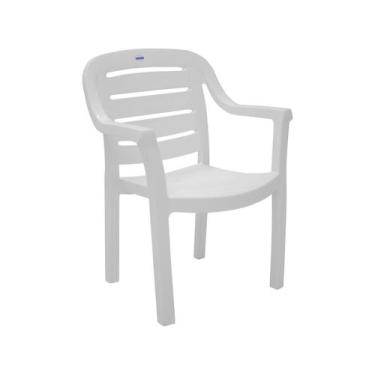Imagem de Cadeira Tramontina Miami Branco com Braços Encosto Horizontal em Polip