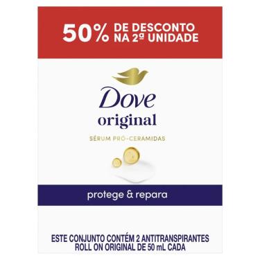 Imagem de Desodorante Roll-On Original 50ml Kit 2 Unidades Dove Antitranspirante 48h Hidratação