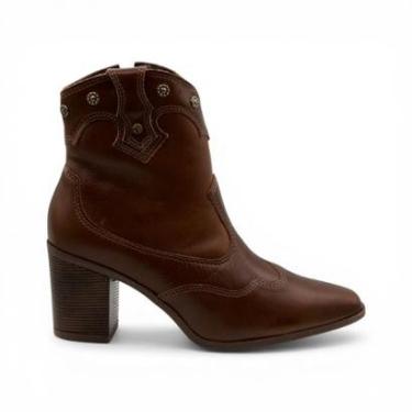 Imagem de Bota Feminina Cano Curto de Couro Legítimo Tanara T9581-Feminino