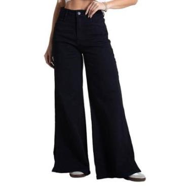 Imagem de Calça Sarja Sawary Super Wide Leg Petit - 282598 - preta 42-Feminino