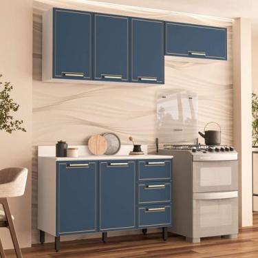 Imagem de Armário de Cozinha Modulada Completa 3 Peças 310cm Com Tampo 100% MDF 