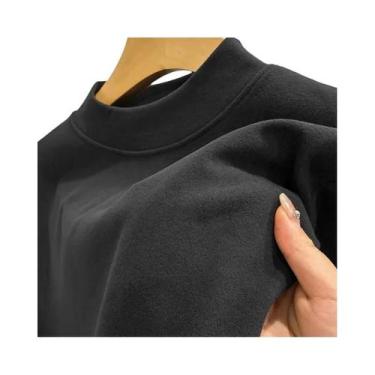 Imagem de Camiseta masculina fina e quente, outono e inverno, manga comprida, go