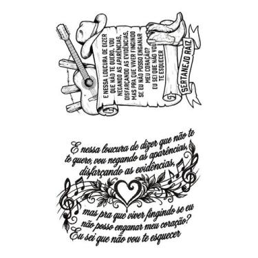 Imagem de 2 Tatuagens Temporarias Frase Musica Sertaneja Evidencias - Premium