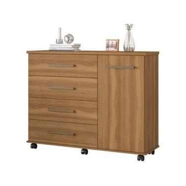 Imagem de Cômoda 1 Porta 4 Gavetas com Rodízios Flora Demóbile - Demobile, Amênd