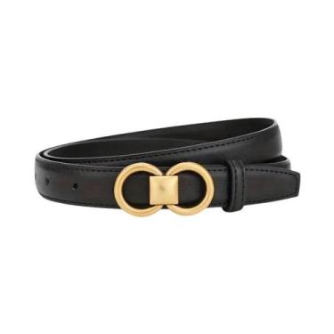 Imagem de Cinto Feminino Preto De Couro Legítimo Versátil E Moderno Para Jeans E