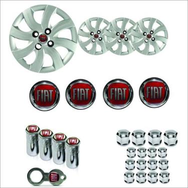 Imagem de Jogo Calota Aro 14 Palio Attractive 2012 2013 Fiat + Emblema Resinado 