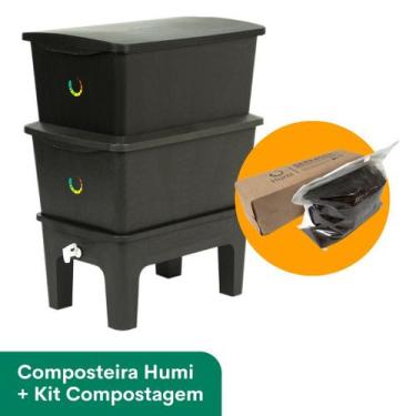 Imagem de Composteira Humi 90L + Kit Compostagem Plus, Preto