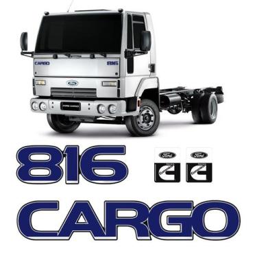 Imagem de Kit Adesivo Capô Cargo 816 Ford Caminhão Emblema Azul Escuro - SPORTIN