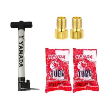 Imagem de Kit 2 Câmaras de Ar Kenda Aro 20 BMX 1.75/2.125 Schrader + Bomba 30cm 