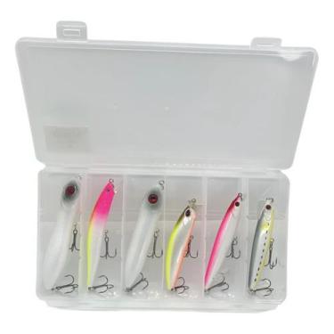 Imagem de Kit 6 Iscas Artificiais Superfície Tucunaré Profissional + Estojo Brin