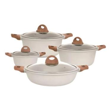 Imagem de Jogo De Panelas Antiaderente Revestimento Em Cerâmica Indução 8 Peças 