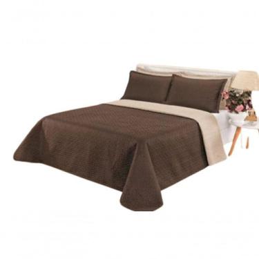 Imagem de Cobre Leito Cobertor 2 Travesseiros Quarto Casal 2,60x2,40 Cor:marrom 