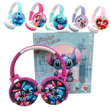Imagem de Fone Infantil Colorido Stitch Mickey Minne Bluetooth Sem Fio KT-2