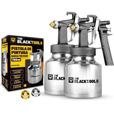 Imagem de Kit 2 Pistolas De Pintura Ar Direto 2 Bicos 1.3mm 750ml - THE BLACK TO