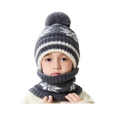 Imagem de Conjunto De Gorro E Cachecol De Lã Macia Para Meninos E Meninas, Chapé