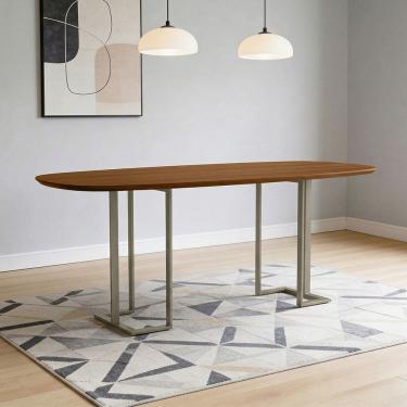 Imagem de Mesa de Jantar 8 Lugares Retangular Orgânico 200cm Pés Industrial Alina N01 Cinamomo Ch...