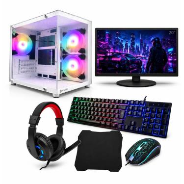 Imagem de PC Gamer Completo Intel i5 16GB SSD 240GB Monitor 20" 75Hz Aquario Branco
