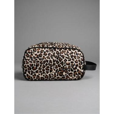 Imagem de Necessaire Grande Camurça Pelo Onça Tigre Leopardo ABC BAGS -, Branco