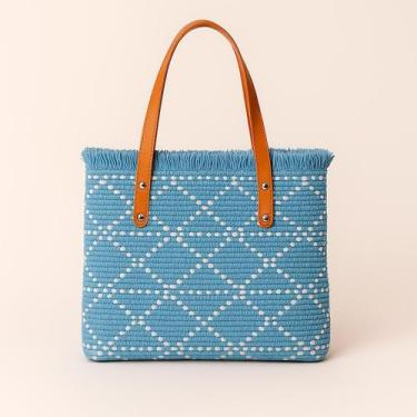 Imagem de Bolsa de Praia Grande Feminina Crochê Trançado para Resort com Alça Ro