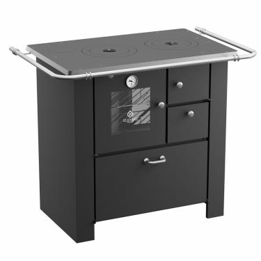 Imagem de Fogão a Lenha 4 Bocas Elevare Industrial Master N°02 Esquerdo Chapa Ferro Fundido Preto com Forno 40L